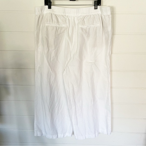 LOFT Women's Wide Leg Crop High Rise White Linen Stretchy Waist Pants Size XXL - Picture 9 of 10